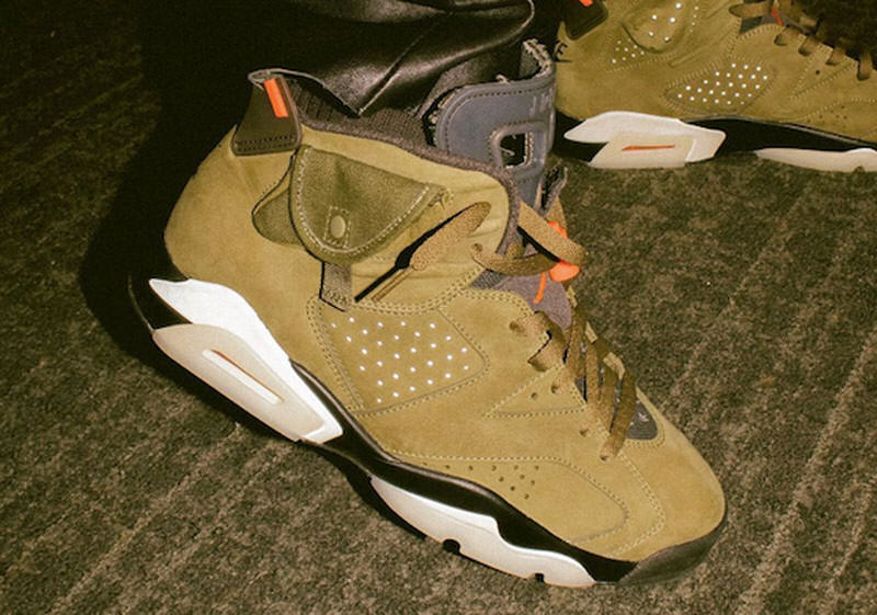 Air Jordan 6 Travis Scott Medium Olive de 2019 com bolso lateral